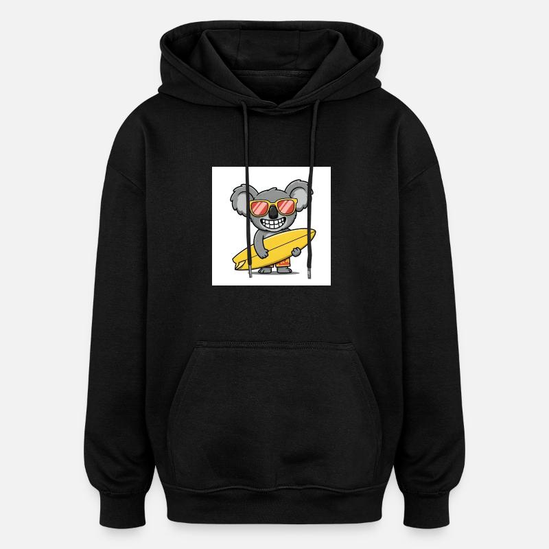 Surfender Koala mit Sonnenbrille - Oversized Unisex Hoodie - Schwarz