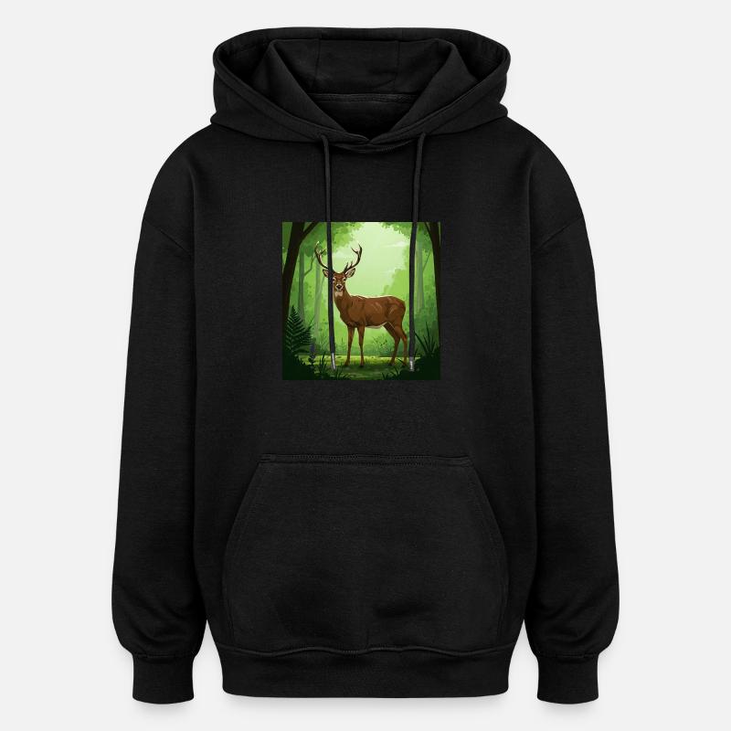 Hirsch - Naturschutz - Wald - Oversized Unisex Hoodie - Schwarz