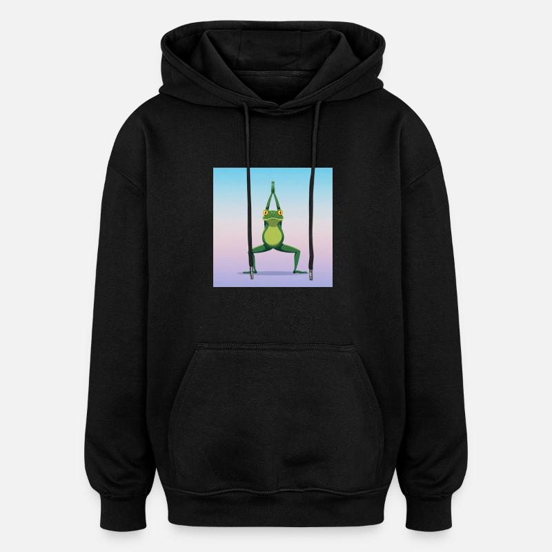 La grenouille yoga - Sweat à capuche oversize unisexe - noir