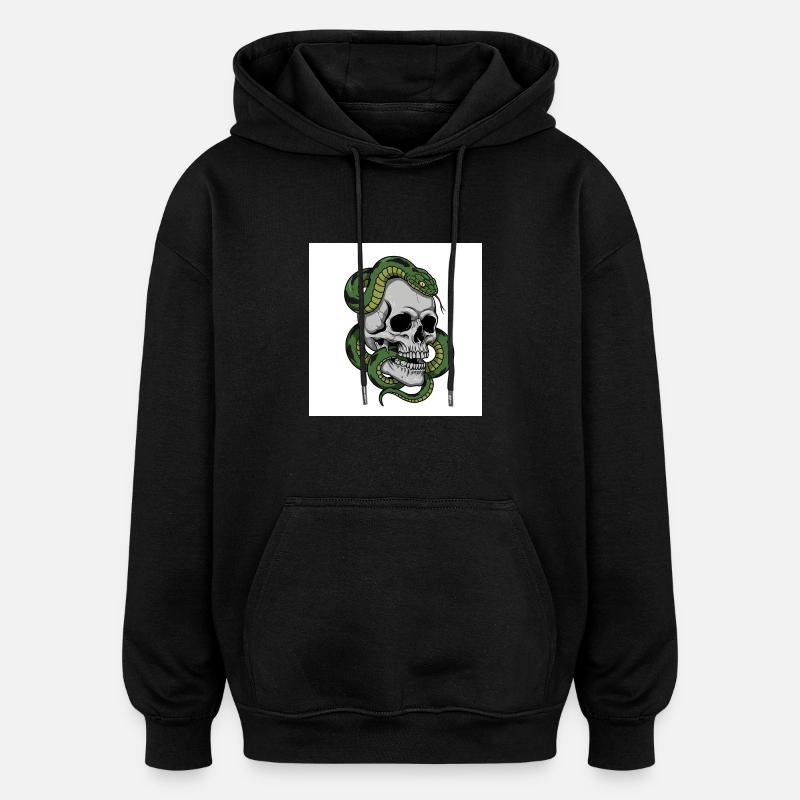 Schädel & Schlange – Symbol des Todes - Oversized Unisex Hoodie - Schwarz