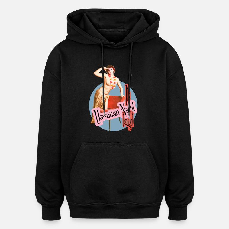 nuit hawaïen - Sweat à capuche oversize unisexe - noir