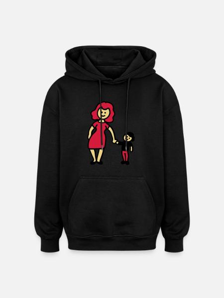 Mutter / Oma + Kind 3 - Oversized Unisex Hoodie - Schwarz
