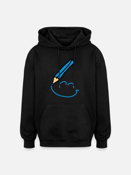 doodle_smiley_3c - Oversized Unisex Hoodie - black