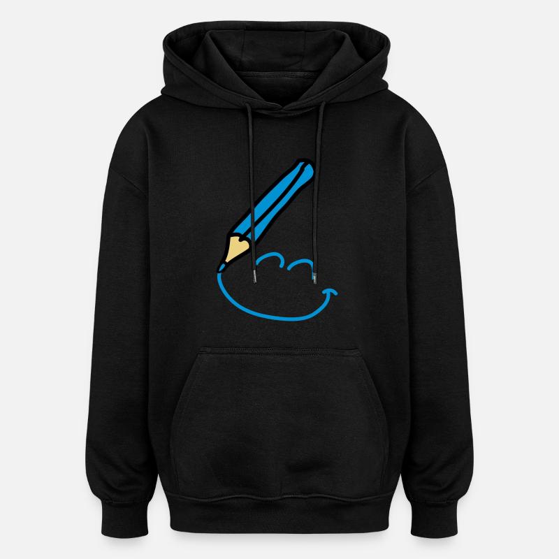 doodle_smiley_3c - Oversized Unisex Hoodie - black