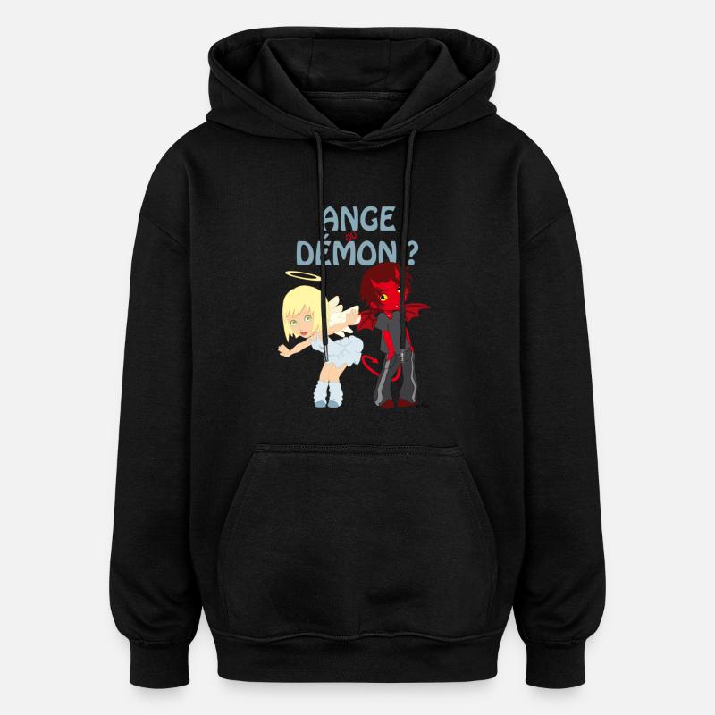 Ange ou démon ? - Sweat à capuche oversize unisexe - noir