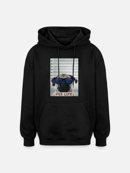 pug is life - Oversized Unisex Hoodie - black