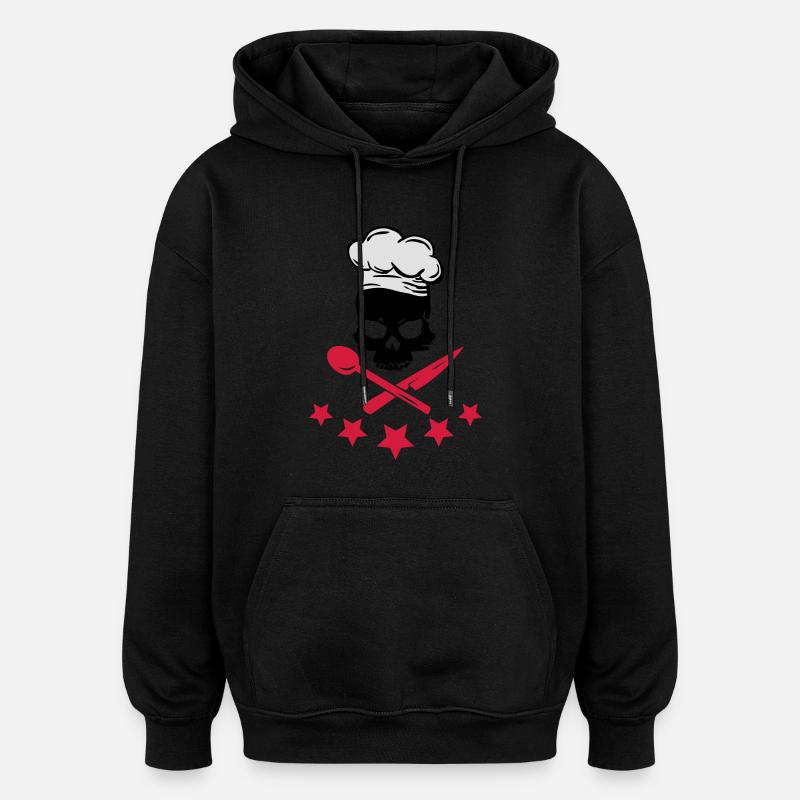 Cooking Skull - Sweat à capuche oversize unisexe - noir