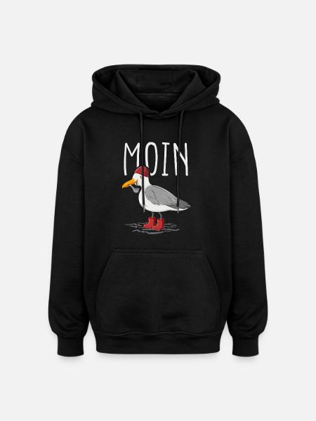 Moin Möwe Seemann - Oversized Unisex Hoodie - Schwarz