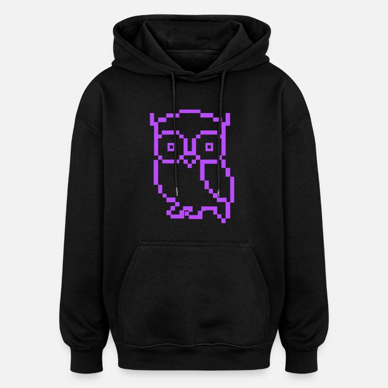 Hibou pixel - Sweat à capuche oversize unisexe - noir