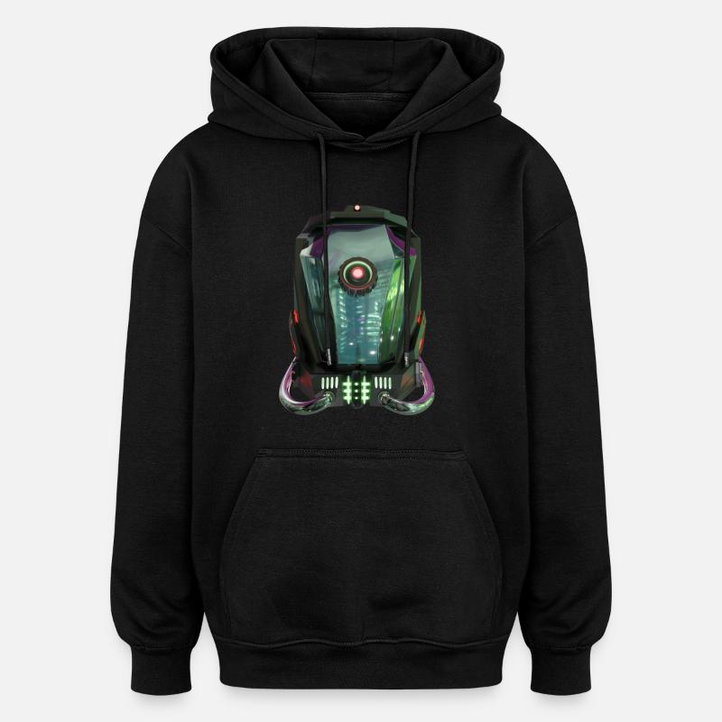 Futuristic Robotic Helmet - Oversized Unisex Hoodie - black