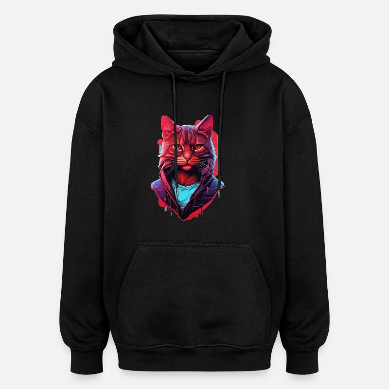 Cat - Oversized Unisex Hoodie - black