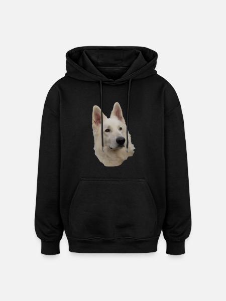 White Shepherd Head - Oversized Unisex Hoodie - black