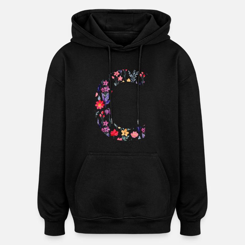 Personalisierter Blumenbuchstabe c - Geschenkidee - Oversized Unisex Hoodie - Schwarz