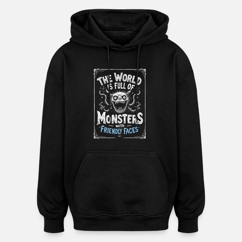 Monster with Friendly Faces - Oversized Unisex Hoodie - black