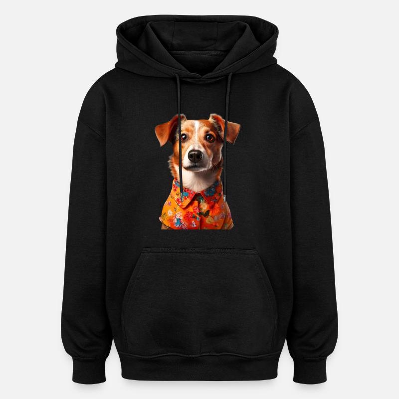 Chien - Sweat à capuche oversize unisexe - noir