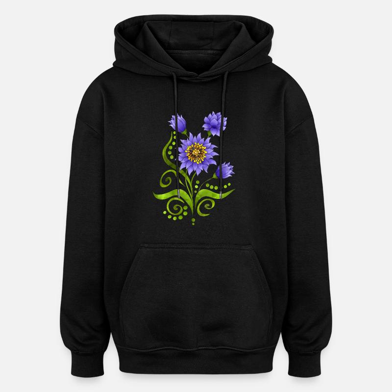 Fleur - Sweat à capuche oversize unisexe - noir