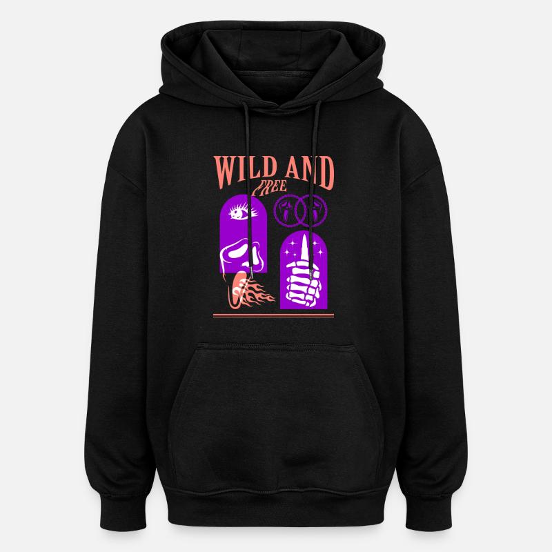 Sauvage et libre - Sweat à capuche oversize unisexe - noir