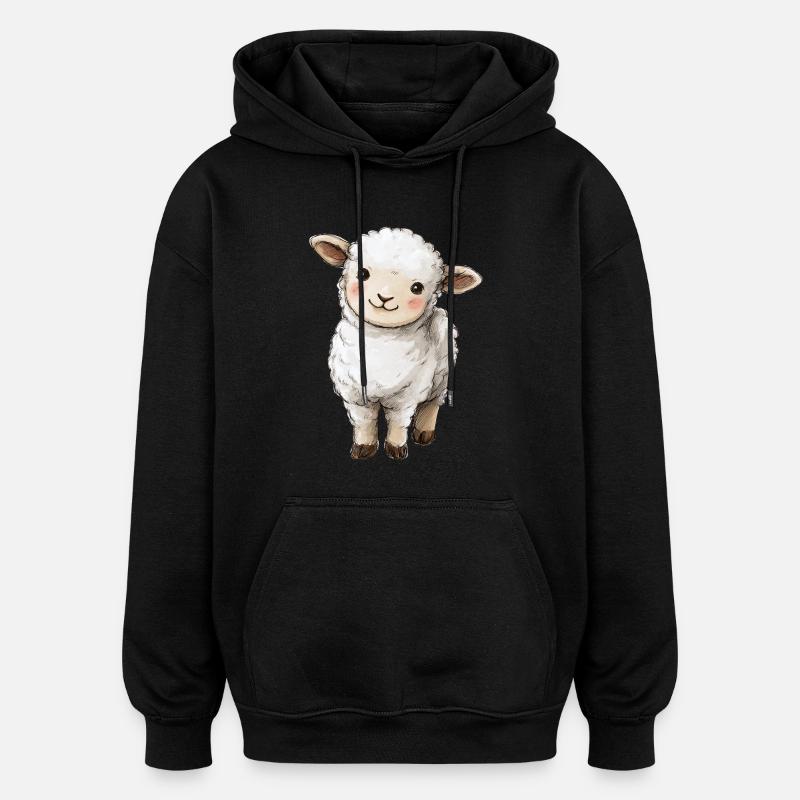 Mignon bébé mouton - Sweat à capuche oversize unisexe - noir