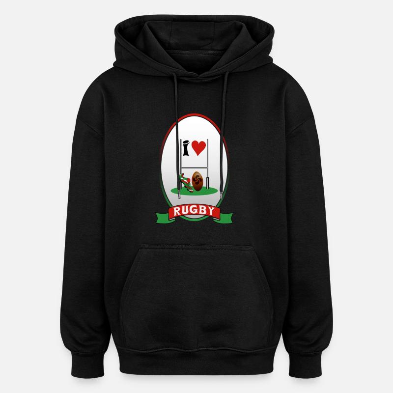 rugby - Oversized Unisex Hoodie - black