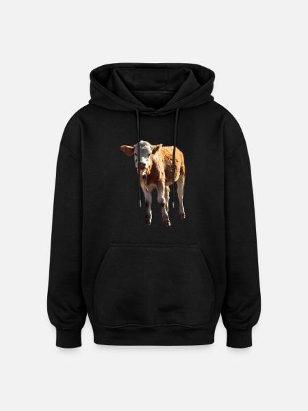 cow cow calf calf beef - Oversized Unisex Hoodie - black