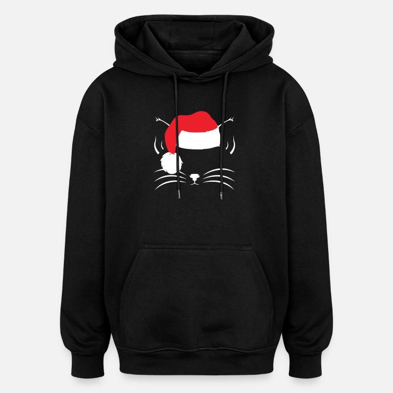 Chemise de chat de noël - Sweat à capuche oversize unisexe - noir