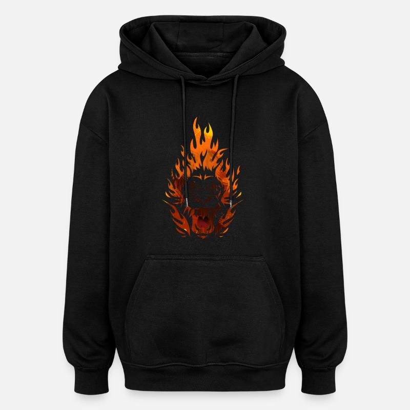 burning_lion - Oversized Unisex Hoodie - Schwarz