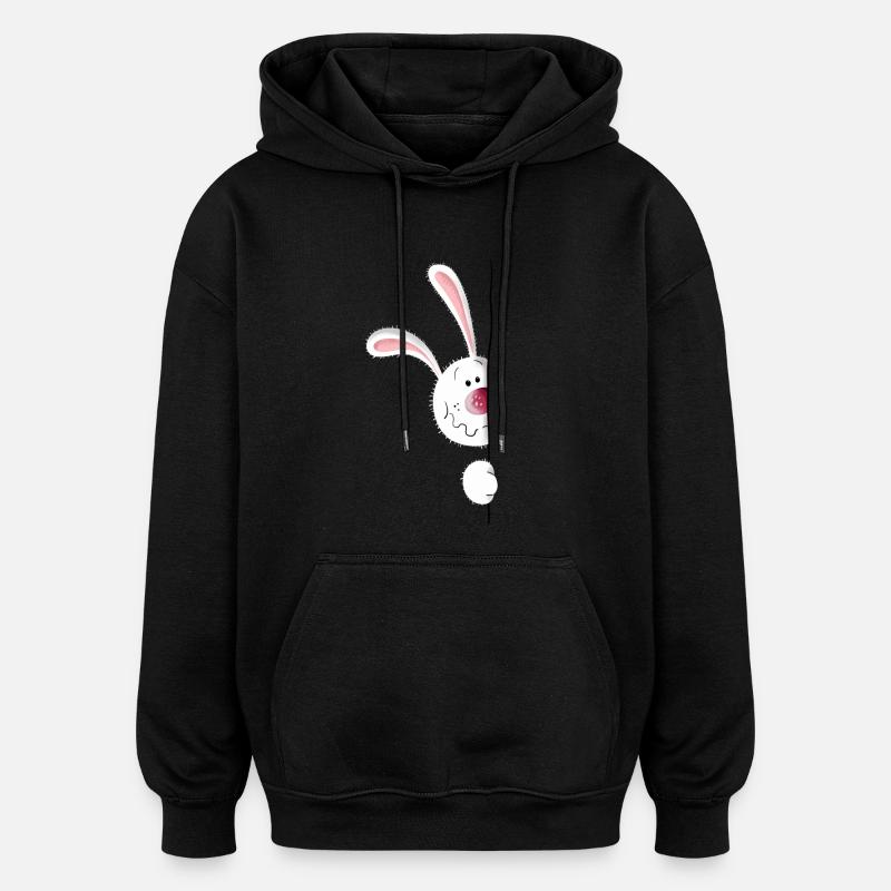 Blanc Lapin - Sweat à capuche oversize unisexe - noir