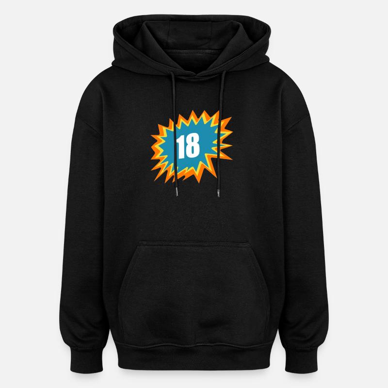 18 coloré, 18, 18. GB, de âge - Sweat à capuche oversize unisexe - noir
