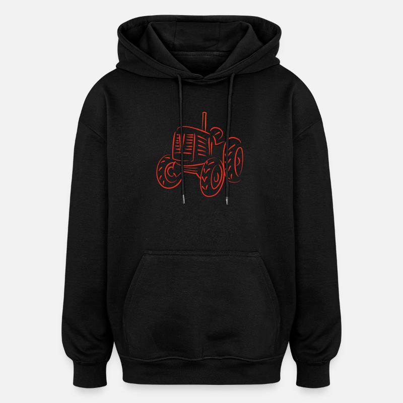 Rustic Tractor Silhouette Design - Oversized Unisex Hoodie - black