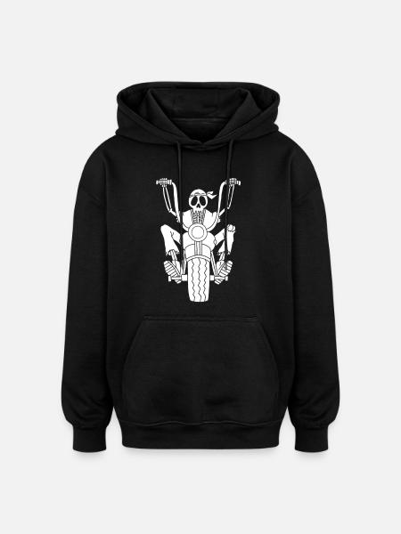 Skeleton white biker - Oversized Unisex Hoodie - black
