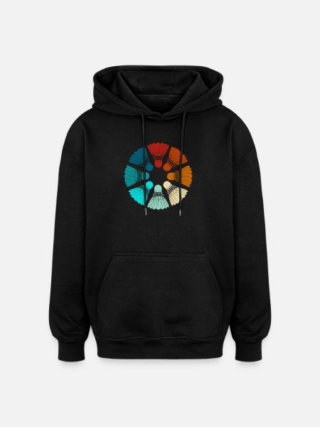 Badminton - Federbälle bunt - Oversized Unisex Hoodie - Schwarz