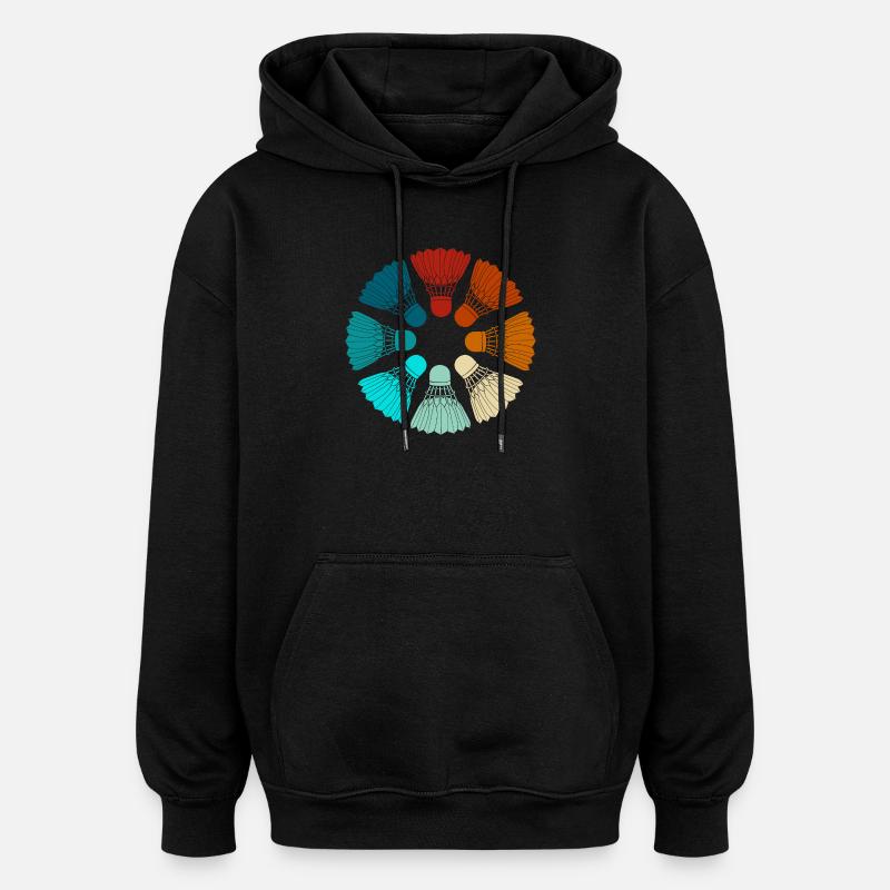 Badminton - Federbälle bunt - Oversized Unisex Hoodie - Schwarz