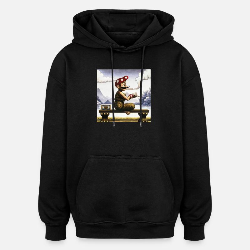 Peinture ukiyo-e d’un homme fumant. - Sweat à capuche oversize unisexe - noir