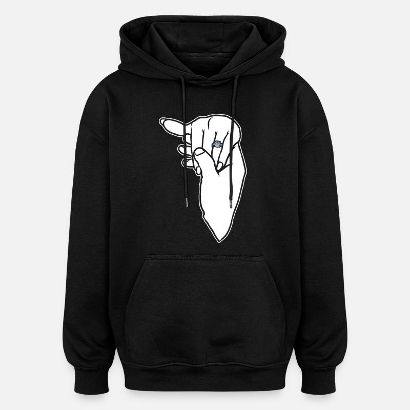 Engagement Wedding Ring Hand - Oversized Unisex Hoodie - black