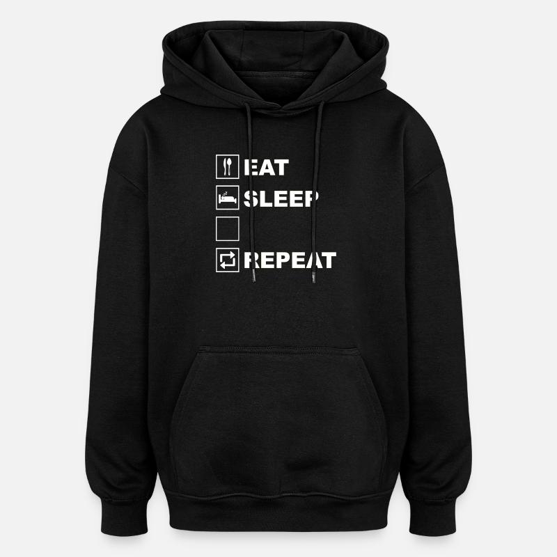 Disposition des icônes Eat Sleep Repeat - Sweat à capuche oversize unisexe - noir