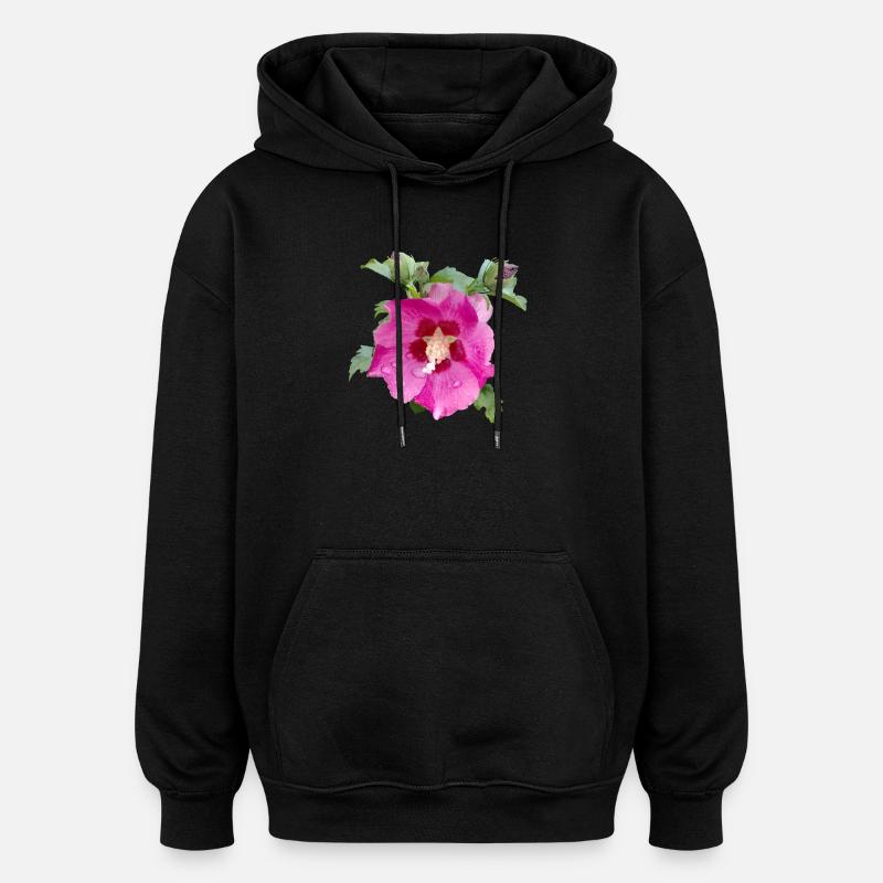 HIBISCUS ROSE - Sweat à capuche oversize unisexe - noir