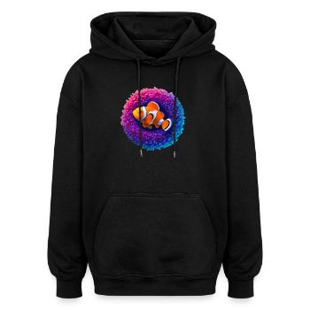 Poisson-clown et anémone - Sweat à capuche oversize unisexe - noir - Devant - Noah (186cm)