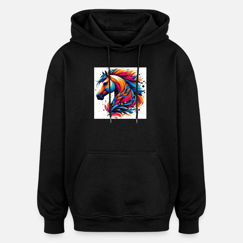 Cheval - Sweat à capuche oversize unisexe - noir