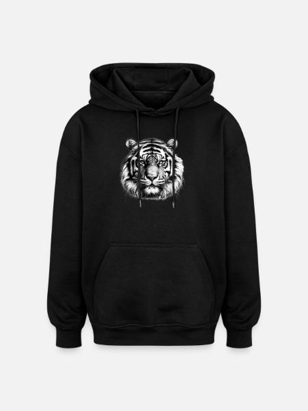 Tigre - Sweat à capuche oversize unisexe - noir