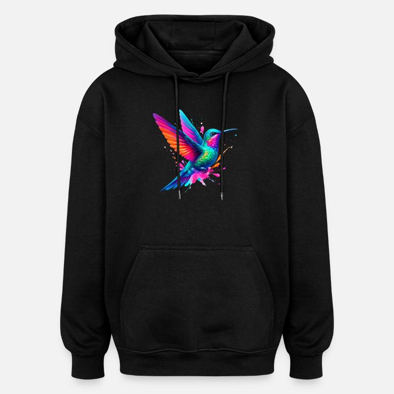 Kolibri - Oversized Unisex Hoodie - Schwarz