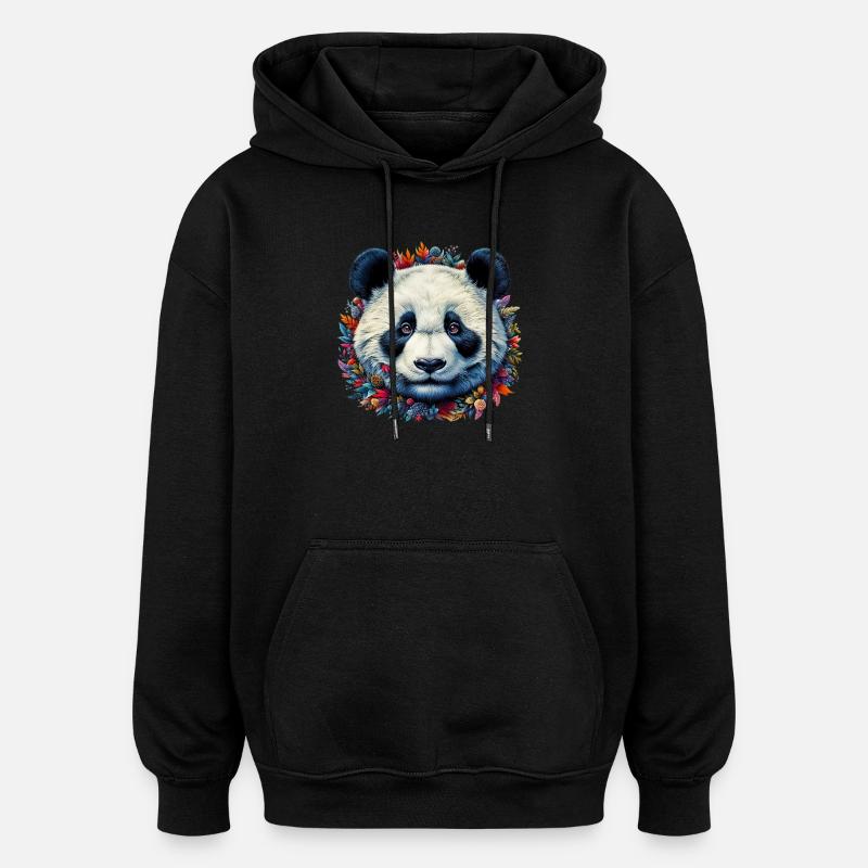 Panda - Sweat à capuche oversize unisexe - noir