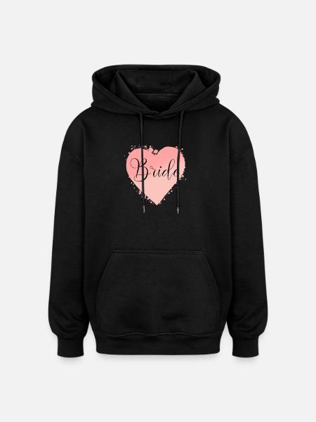 Team Bride Heart! Customisable - Oversized Unisex Hoodie - black