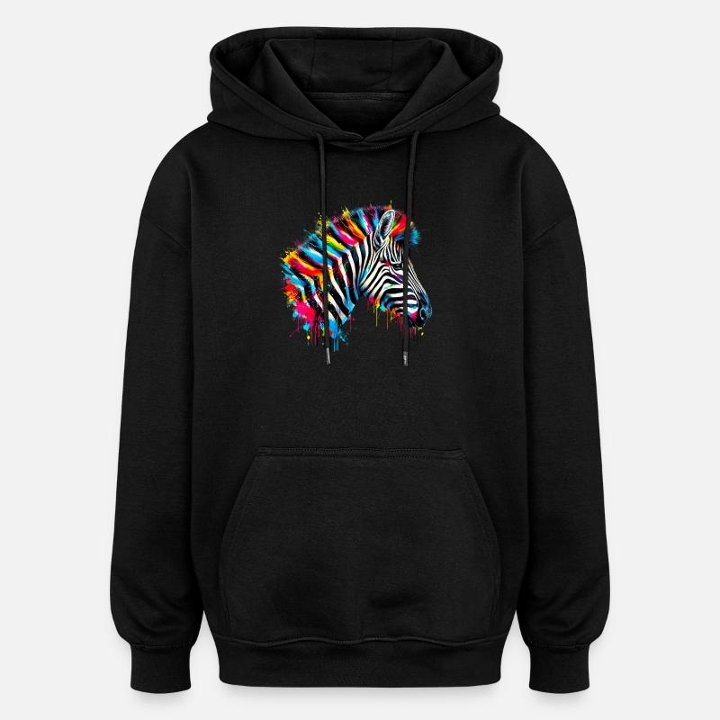 Zèbre - Sweat à capuche oversize unisexe - noir
