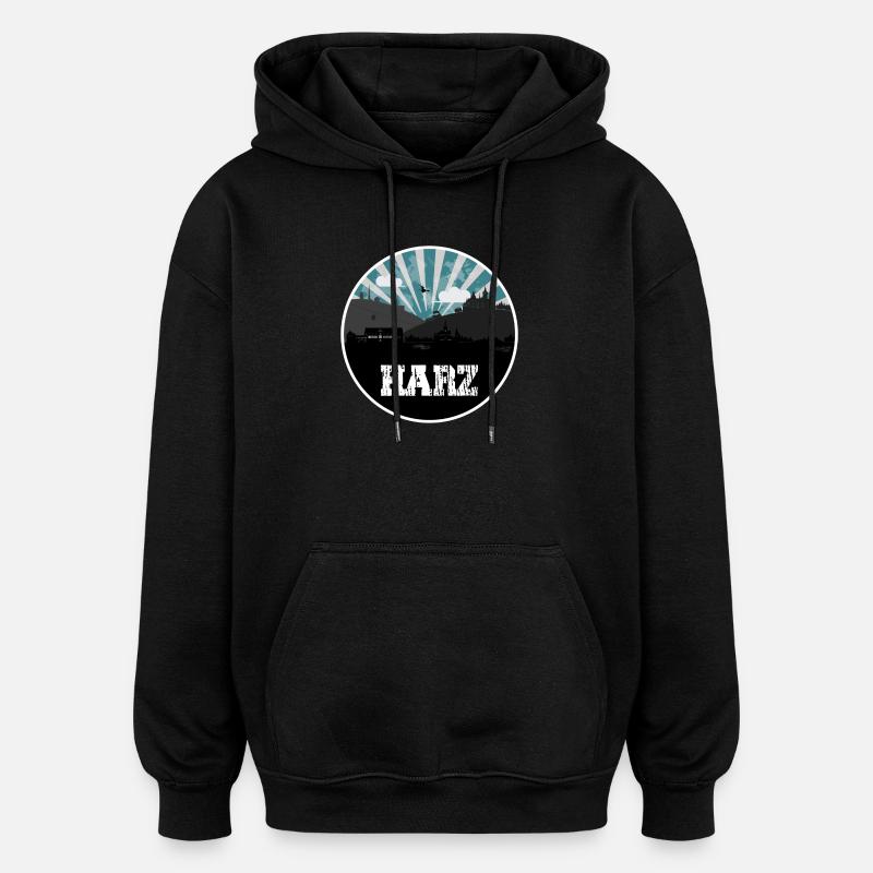 Résine bleu heure Skyline - Sweat à capuche oversize unisexe - noir