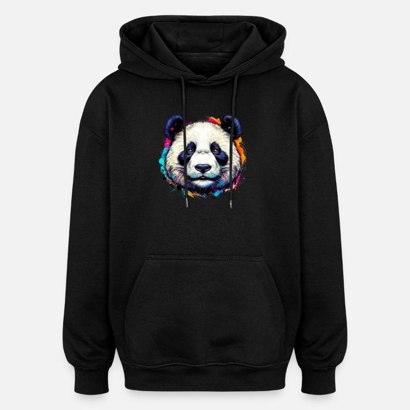 Panda - Sweat à capuche oversize unisexe - noir