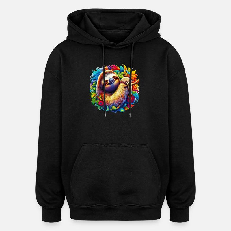 Faultier - Oversized Unisex Hoodie - Schwarz