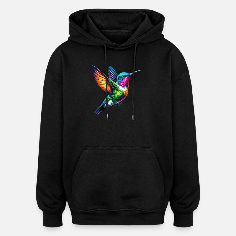 Hummingbird - Oversized Unisex Hoodie - black