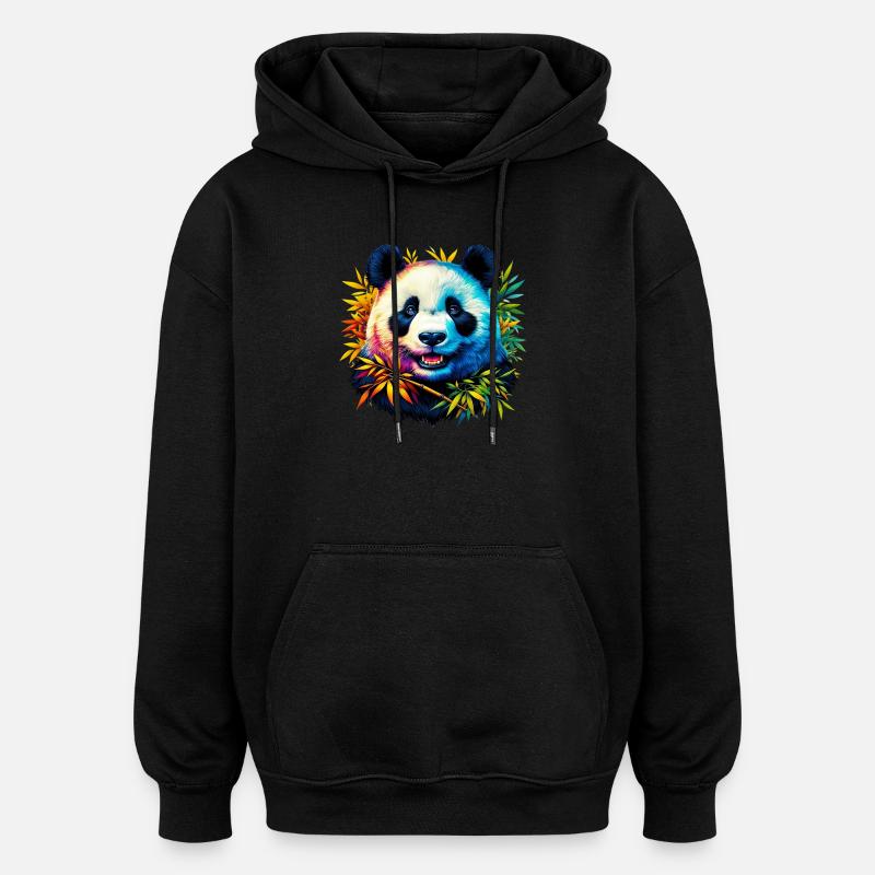 Panda - Sweat à capuche oversize unisexe - noir