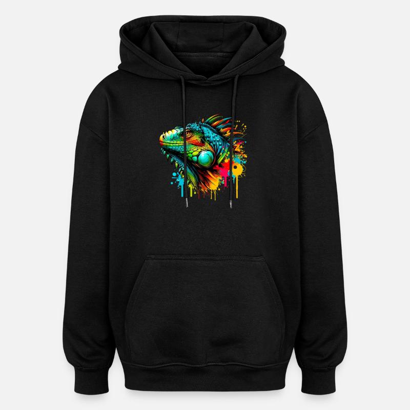 Leguan - Oversized Unisex Hoodie - Schwarz
