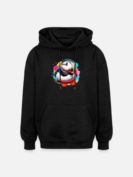 Macareux - Sweat à capuche oversize unisexe - noir